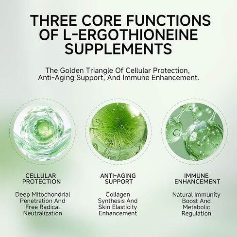 مكمل Ergothioneine 30 مجم كبسولات EGT النقية - مكمل Ergo Mushroom إمداد لمدة 90 يومًا، حماية خلوية ممتازة مضادة للشيخوخة للبالغين، دعم صحة الدماغ والقلب المناعي in Saudi Arabia