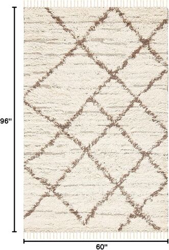 SAFAVIEH Casablanca Collection Runner Rug - 2'3" x 8', Ivory & Taupe, Handmade Moroccan Fringe, Ideal for High Traffic Areas in Living Room, Bedroom (CSB277A) in Saudi Arabia