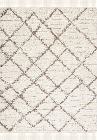 SAFAVIEH Casablanca Collection Runner Rug - 2'3" x 8', Ivory & Taupe, Handmade Moroccan Fringe, Ideal for High Traffic Areas in Living Room, Bedroom (CSB277A) in Saudi Arabia