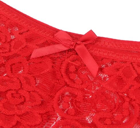 Lace Crotchless Panties Womens Floral Sexy Thong with Cute Bow Underwear for Women Plus Size S-2XL in Kuwait