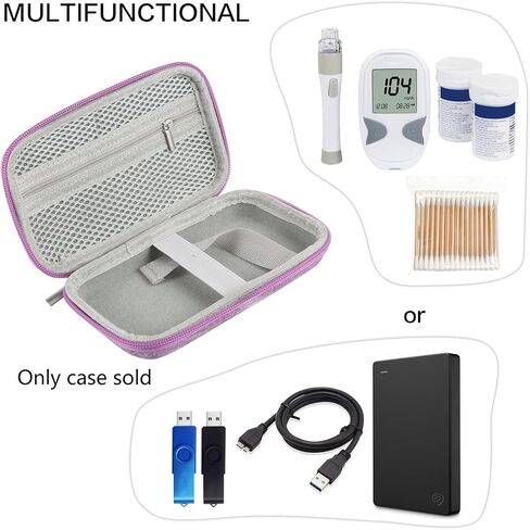 Diabetes Travel Case EVA Hard Shell Diabetic Supplies Bag Organizer for Blood Sugar Testing Kit, Glucose Monitor Kit with Meter, Glucose Test Strips, Lancets, Lancing Device, Alcohol Wipe (Black) in Saudi Arabia