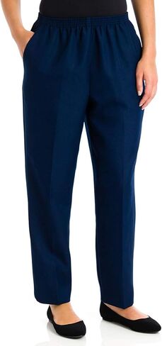 Alfred Dunner Women's Petite Polyester Pull-On Pants - Short Length, Navy, 10 Petite Short in Saudi Arabia