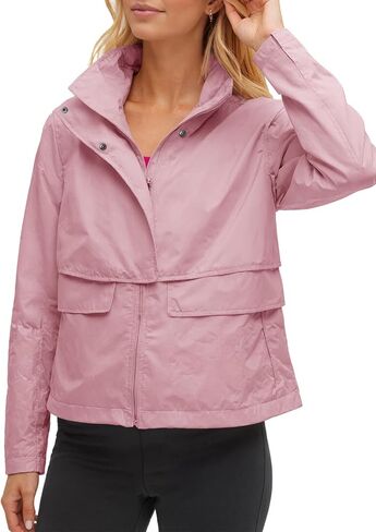 سترة Fisoew النسائية المقصوصة بسحاب وياقة واقفة خفيفة الوزن ونشطة في الهواء الطلق مع جيب in Kuwait