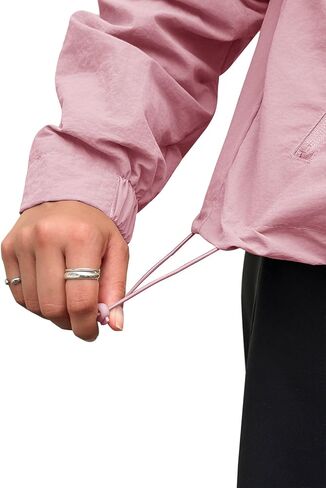 سترة Fisoew النسائية المقصوصة بسحاب وياقة واقفة خفيفة الوزن ونشطة في الهواء الطلق مع جيب in Kuwait