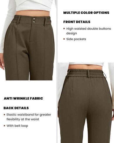 FUNYYZO Wide Casual Pants Women's High Elastic Waisted Business Work Trousers Long Straight Suit Pants in Kuwait