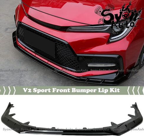 يناسب 2020-2026 تويوتا كورولا سيدان SE/XSE لامع أسود V2 SPORT FRONT BUMPER LIP SPLITTER KIT in Saudi Arabia