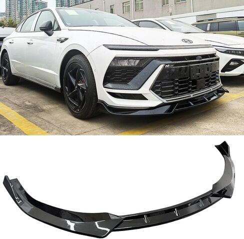 FOR 2024-2026 HYUNDAI SONATA N-LINE GLOSS BLACK V STYLE FRONT BUMPER LIP SPLITTER KIT in Saudi Arabia