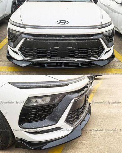 FOR 2024-2026 HYUNDAI SONATA N-LINE GLOSS BLACK V STYLE FRONT BUMPER LIP SPLITTER KIT in Saudi Arabia