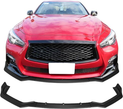 IKON MOTORSPORTS, Front Bumper Lip Compatible with 2018-2024 Infiniti Q50 Sport Models, Gloss Black PP 3PCS Add-On Front Lip Spoiler Splitter, 2019 2020 2021 in Saudi Arabia