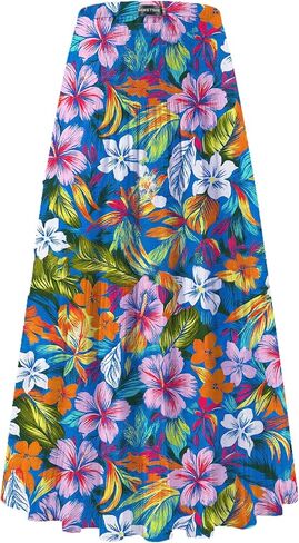 Women's Chiffon Elastic High Waist Pleated A-Line Flared Maxi Skirts in Saudi Arabia