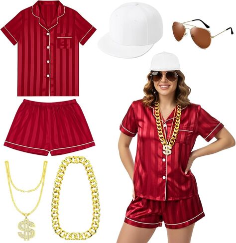 5 Pcs Retro Singer Costume Kit Rapper Costume 80s 90s Accessories for Women Disco Party Decor Halloween Cosplay in Saudi Arabia