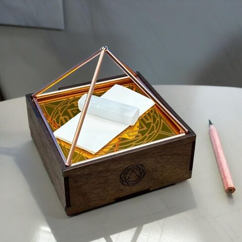Intention Setting Box Handmade Copper Pyramid with Sri Yantra Engraved, Reiki Healing & Vastu Shastra Decor, Copper Meditation Pyramid Energy Emitter, Pyramid Meditation Healing Gemstone in Saudi Arabia