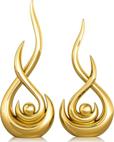 XMGZQ Modern Abstract Art Home Decor Accent,Contemporary Statues Coffee Table Decor for Living Room,Table Centerpieces for Dining Room,Ceramic Sculptures Knick Knacks for TV Stand Show Piece (Gold) in Saudi Arabia