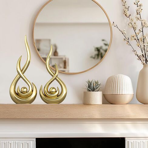 XMGZQ Modern Abstract Art Home Decor Accent,Contemporary Statues Coffee Table Decor for Living Room,Table Centerpieces for Dining Room,Ceramic Sculptures Knick Knacks for TV Stand Show Piece (Gold) in Saudi Arabia