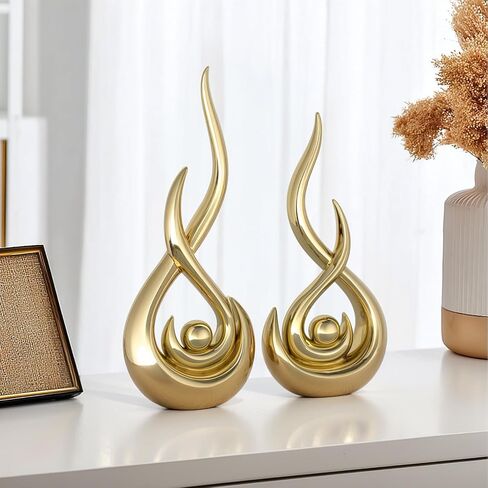 XMGZQ Modern Abstract Art Home Decor Accent,Contemporary Statues Coffee Table Decor for Living Room,Table Centerpieces for Dining Room,Ceramic Sculptures Knick Knacks for TV Stand Show Piece (Gold) in Saudi Arabia
