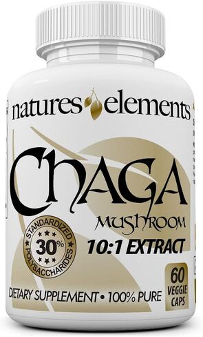 Natures Elements Chaga Mushroom – Pack of 3 – 10:1 Extract with 30% Polysaccharides – 1000mg Per Serving – 180 Veggie Capsules – Immune Support – Super Antioxidant – 3 Month Supply in Saudi Arabia