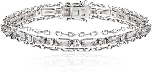 Cicy Bell Womens 14k Gold Plated Link Bracelets Double Layered Cubic Zirconia Tennis Bracelets Fashion Vacation Jewelry Gifts for Mom Friends in Saudi Arabia