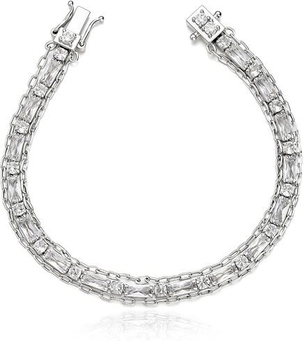 Cicy Bell Womens 14k Gold Plated Link Bracelets Double Layered Cubic Zirconia Tennis Bracelets Fashion Vacation Jewelry Gifts for Mom Friends in Saudi Arabia