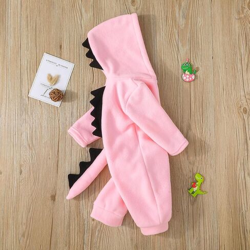 Baby Dinosaur Hooded Romper Newborn Dinosaur Costume Cute Fuzzy Warm Fall Winter Infant Halloween Jumpsuit in Saudi Arabia