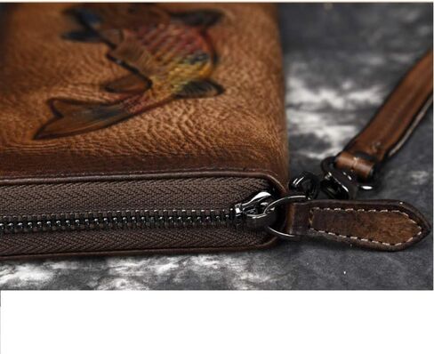 Women's Cowhide Genuine Leather Zipper Wallet Retro Carved Multi-Layer Clutch (retro brown) in Saudi Arabia