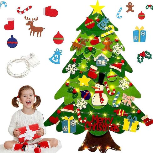 Felt Christmas Tree for Toddlers, Montessori Christmas Tree for Toddlers with Lights, Oversized Felt Christmas Tree (1PCS) in Saudi Arabia