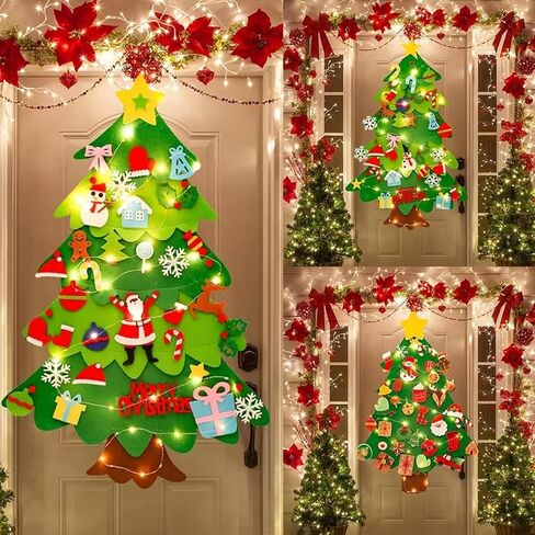 Felt Christmas Tree for Toddlers, Montessori Christmas Tree for Toddlers with Lights, Oversized Felt Christmas Tree (1PCS) in Saudi Arabia