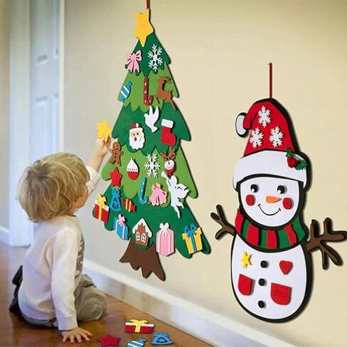 Felt Christmas Tree for Toddlers, Montessori Christmas Tree for Toddlers with Lights, Oversized Felt Christmas Tree (1PCS) in Saudi Arabia