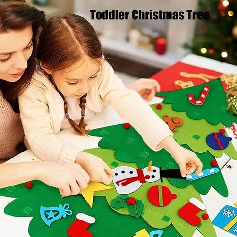 Felt Christmas Tree for Toddlers, Montessori Christmas Tree for Toddlers with Lights, Oversized Felt Christmas Tree (1PCS) in Saudi Arabia