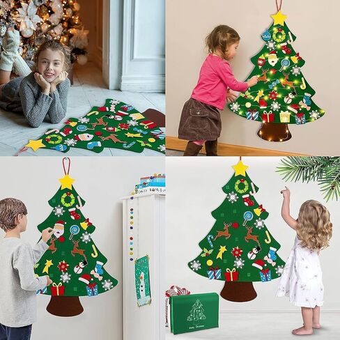 Felt Christmas Tree for Toddlers, Montessori Christmas Tree for Toddlers with Lights, Oversized Felt Christmas Tree (1PCS) in Saudi Arabia