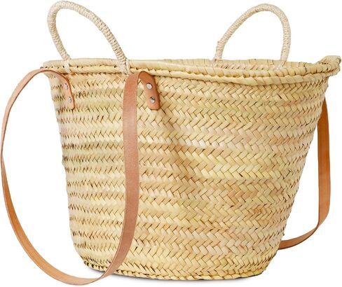 Solart Liz Xtra Large Basket Bag – 100% Organic & Handmade in Barcelona, Spain | Eco-Friendly Tote Bag with Cream Leather Straps | Stylish Handbag for Women, Perfect for Travel, Shopping, and Picnics in Saudi Arabia