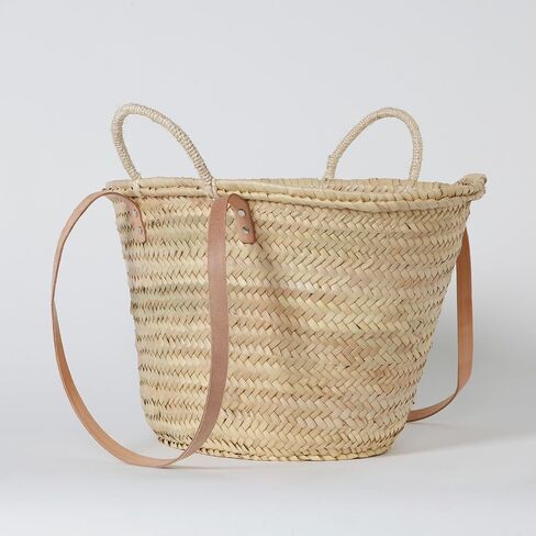 Solart Liz Xtra Large Basket Bag – 100% Organic & Handmade in Barcelona, Spain | Eco-Friendly Tote Bag with Cream Leather Straps | Stylish Handbag for Women, Perfect for Travel, Shopping, and Picnics in Saudi Arabia
