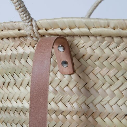 Solart Liz Xtra Large Basket Bag – 100% Organic & Handmade in Barcelona, Spain | Eco-Friendly Tote Bag with Cream Leather Straps | Stylish Handbag for Women, Perfect for Travel, Shopping, and Picnics in Saudi Arabia