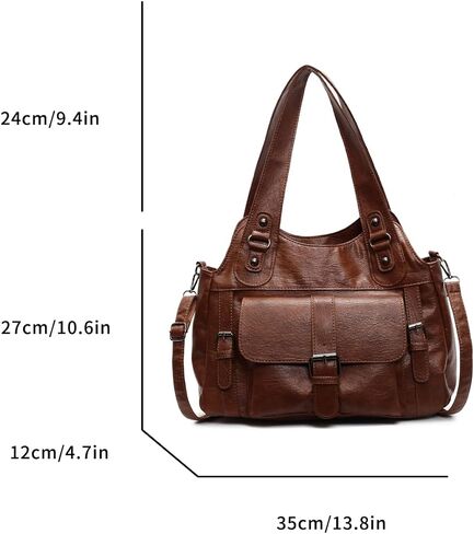 Leather Tote Bags for Women Slouchy Hobo City Bag Soft Leather Tote Purse Vintage Multi-Pocket Crossbody Satchel in Saudi Arabia