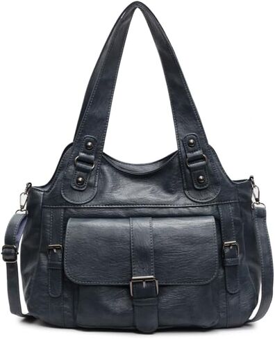 Leather Tote Bags for Women Slouchy Hobo City Bag Soft Leather Tote Purse Vintage Multi-Pocket Crossbody Satchel in Saudi Arabia