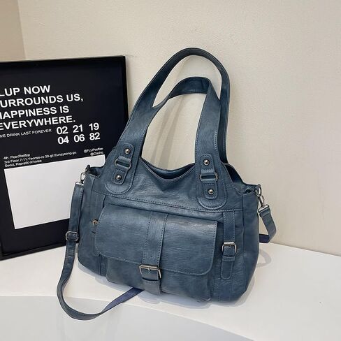 Leather Tote Bags for Women Slouchy Hobo City Bag Soft Leather Tote Purse Vintage Multi-Pocket Crossbody Satchel in Saudi Arabia