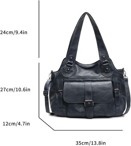 Leather Tote Bags for Women Slouchy Hobo City Bag Soft Leather Tote Purse Vintage Multi-Pocket Crossbody Satchel in Saudi Arabia