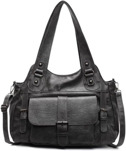 Leather Tote Bags for Women Slouchy Hobo City Bag Soft Leather Tote Purse Vintage Multi-Pocket Crossbody Satchel in Saudi Arabia