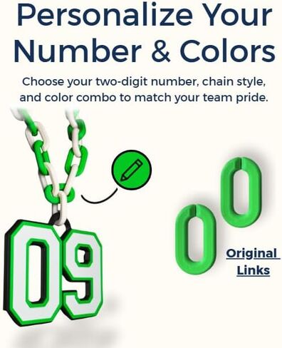 Personalized Sports Number Chain Necklace – Oversized 32" Custom Two-Digit Pendant – Smooth Links – Show Your Team Pride in Saudi Arabia