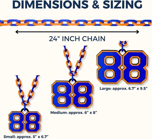 Personalized Sports Number Chain Necklace – Oversized 32" Custom Two-Digit Pendant – Smooth Links – Show Your Team Pride in Saudi Arabia