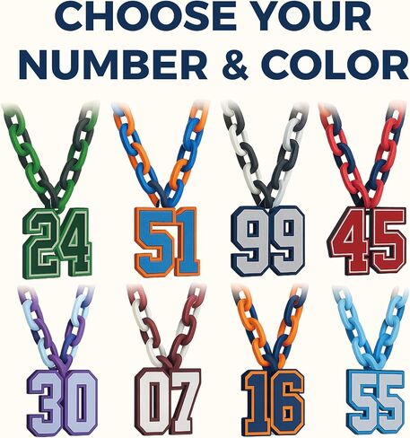 Personalized Sports Number Chain Necklace – Oversized 32" Custom Two-Digit Pendant – Smooth Links – Show Your Team Pride in Saudi Arabia