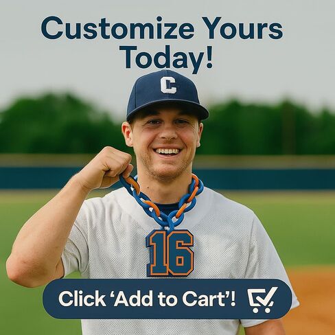 Personalized Sports Number Chain Necklace – Oversized 32" Custom Two-Digit Pendant – Smooth Links – Show Your Team Pride in Saudi Arabia