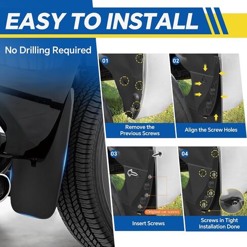 Mud Flaps Compatible with Toyota Tundra 2007-2021 Mud Guards Splash Guards Tire Protector Mudguard No Drilling Required Mudflaps Accessories in Saudi Arabia