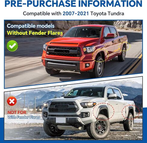 Mud Flaps Compatible with Toyota Tundra 2007-2021 Mud Guards Splash Guards Tire Protector Mudguard No Drilling Required Mudflaps Accessories in Saudi Arabia