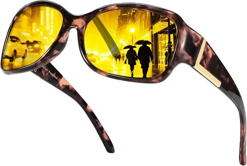 Chicid Night Vision Glasses for Driving, Women's Polarized Anti-Glare Yellow Lens with UV400 Protection in Kuwait