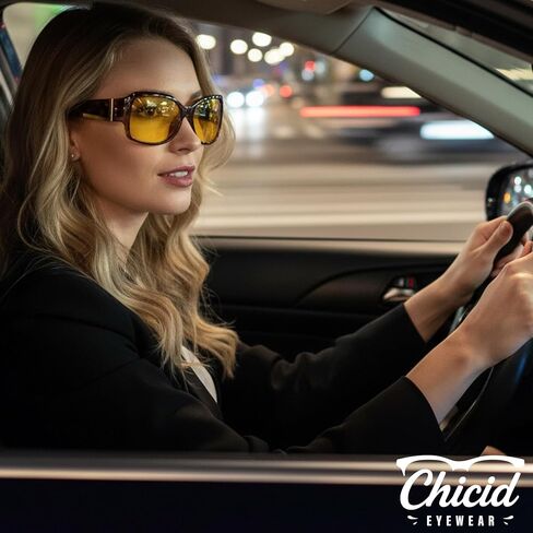 Chicid Night Vision Glasses for Driving, Women's Polarized Anti-Glare Yellow Lens with UV400 Protection in Kuwait