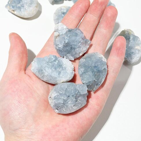 Erliway Natural Celestite Crystal Cluster, Irregular Blue Celestine Cluster Geode, Raw Gemstone Specimen for Reiki Healing Meditation Home Decor (0.15-0.22lb) in Saudi Arabia