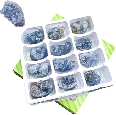 Erliway Natural Celestite Crystal Cluster, Irregular Blue Celestine Cluster Geode, Raw Gemstone Specimen for Reiki Healing Meditation Home Decor (0.15-0.22lb) in Saudi Arabia