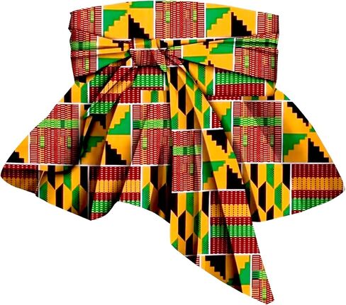 African Women Belt Printed Vintage Wide Belt Tops Dresses Frenulum Prom Pleated Skirt in Saudi Arabia