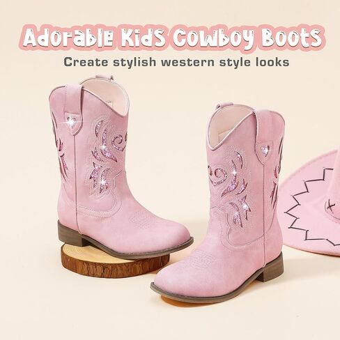أطفال أحذية رعاة البقر الغربية ساحة تو بريق طفل الفتيات راعية البقر التمهيد منتصف العجل طفل صغير/طفل كبير حفلة عيد ميلاد أحذية ركوب الخيل in Kuwait