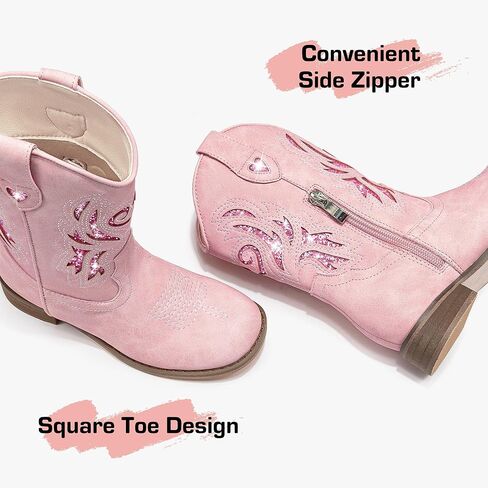 أطفال أحذية رعاة البقر الغربية ساحة تو بريق طفل الفتيات راعية البقر التمهيد منتصف العجل طفل صغير/طفل كبير حفلة عيد ميلاد أحذية ركوب الخيل in Kuwait